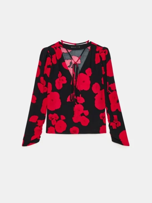Blusen, Hemden>MOHITO Bluse mit Blumenprint Schwarz