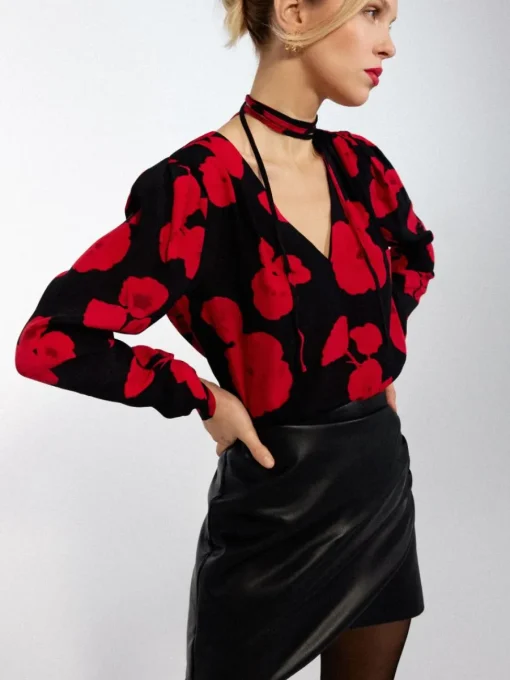 Blusen, Hemden>MOHITO Bluse mit Blumenprint Schwarz