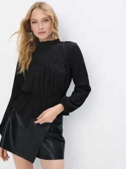 Blusen, Hemden>MOHITO Bluse mit dekorativem Stehkragen Schwarz