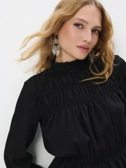 Blusen, Hemden></noscript>MOHITO Bluse mit dekorativem Stehkragen Schwarz