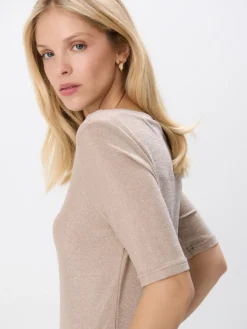 Blusen, Hemden></noscript>MOHITO Bluse mit Faden in Metall-Optik Beige