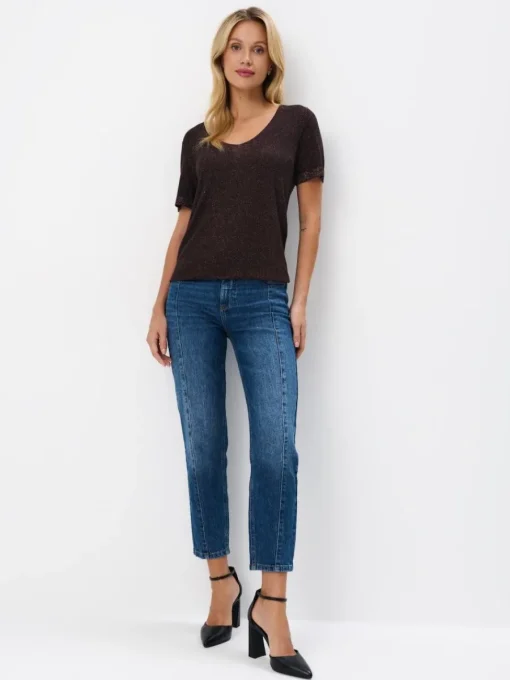 Blusen, Hemden>MOHITO Bluse mit Faden in Metall-Optik Dunkelbraun
