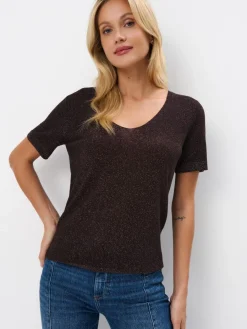 Blusen, Hemden>MOHITO Bluse mit Faden in Metall-Optik Dunkelbraun