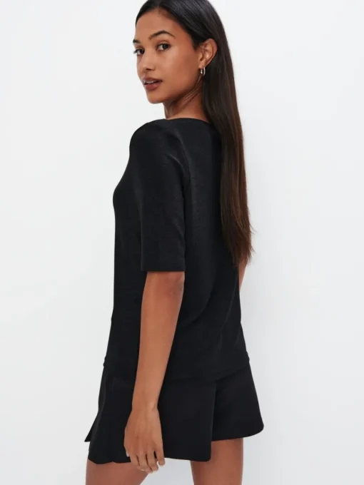 Blusen, Hemden>MOHITO Bluse mit Faden in Metall-Optik Schwarz