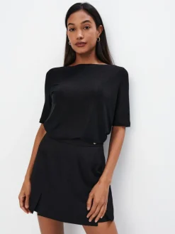 Blusen, Hemden></noscript>MOHITO Bluse mit Faden in Metall-Optik Schwarz