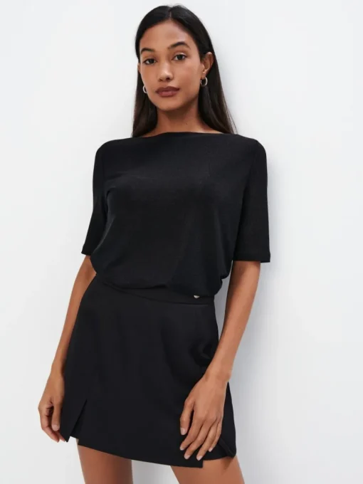 Blusen, Hemden>MOHITO Bluse mit Faden in Metall-Optik Schwarz