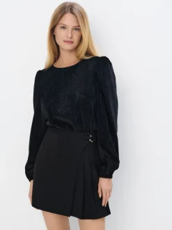Blusen, Hemden>MOHITO Bluse mit Faden in Metall-Optik Schwarz