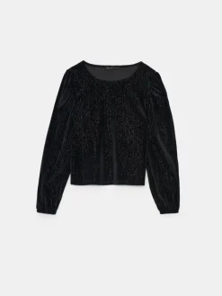 Blusen, Hemden></noscript>MOHITO Bluse mit Faden in Metall-Optik Schwarz