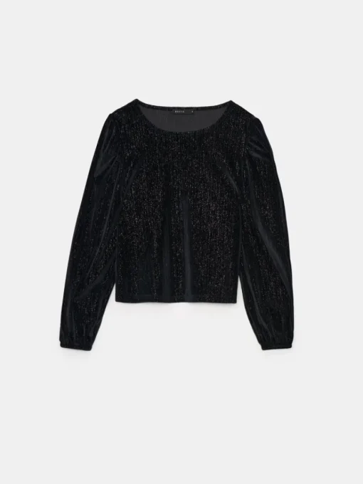 Blusen, Hemden>MOHITO Bluse mit Faden in Metall-Optik Schwarz
