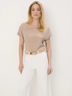 Blusen, Hemden>MOHITO Bluse mit Faden in Metall-Optik Beige