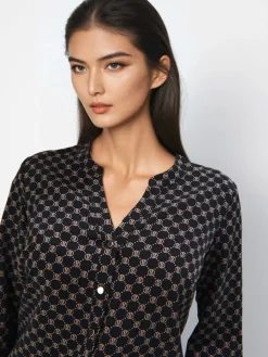 Blusen, Hemden></noscript>MOHITO Bluse mit geometrischem Muster Schwarz
