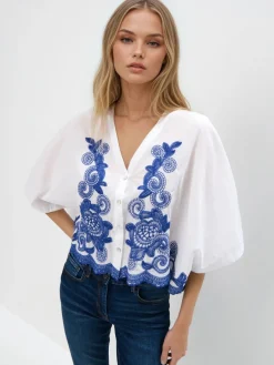 Blusen, Hemden>MOHITO Bluse mit Kontrastborte Navy