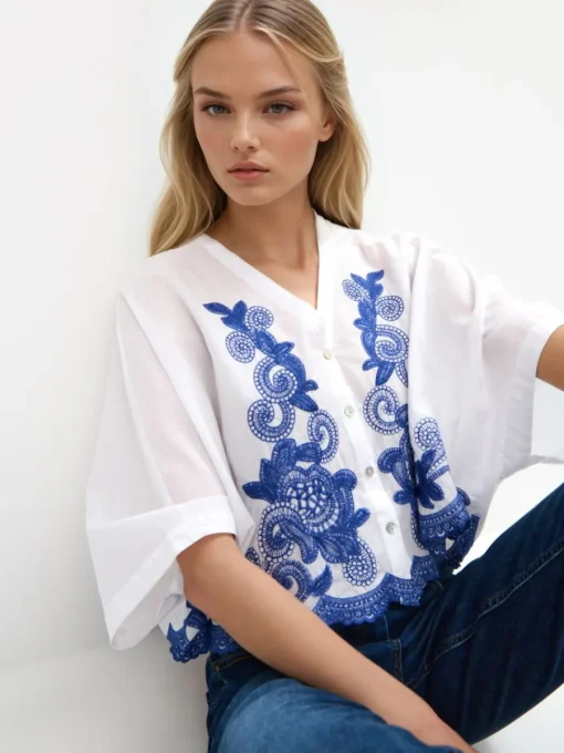 Blusen, Hemden>MOHITO Bluse mit Kontrastborte Navy