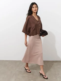 Blusen, Hemden>MOHITO Bluse mit Kontrastborte Dunkelbraun