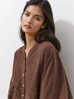 Blusen, Hemden>MOHITO Bluse mit Kontrastborte Dunkelbraun