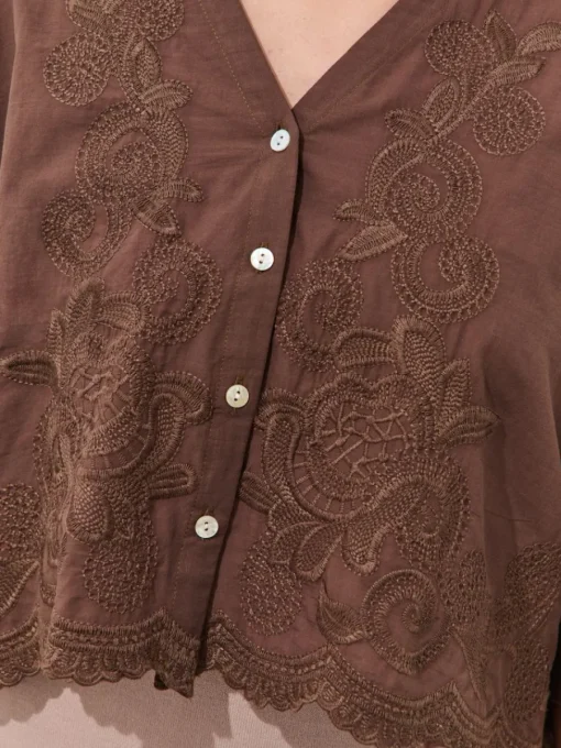 Blusen, Hemden>MOHITO Bluse mit Kontrastborte Dunkelbraun
