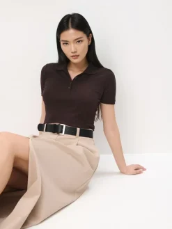 Blusen, Hemden>MOHITO Bluse mit Kragen Dunkelbraun