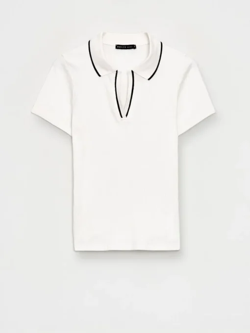 T-shirts, Tops|Blusen, Hemden>MOHITO Bluse mit Kragen Creme
