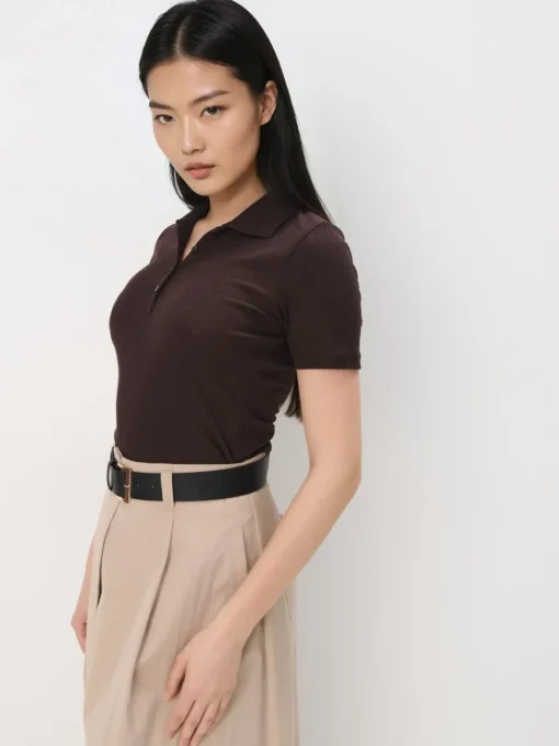 T-shirts, Tops>MOHITO Bluse mit Kragen Dunkelbraun