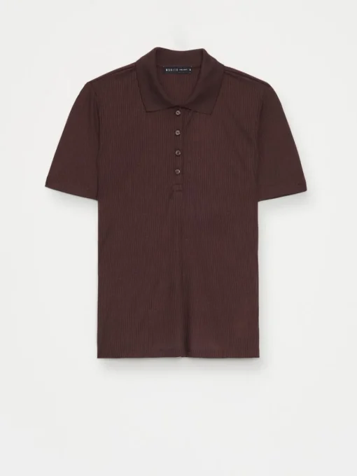 T-shirts, Tops>MOHITO Bluse mit Kragen Dunkelbraun