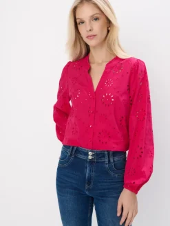 Blusen, Hemden>MOHITO Bluse mit Lochstickerei Pink