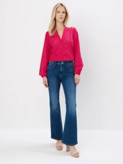 Blusen, Hemden>MOHITO Bluse mit Lochstickerei Pink