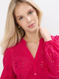 Blusen, Hemden></noscript>MOHITO Bluse mit Lochstickerei Pink