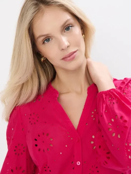 Blusen, Hemden>MOHITO Bluse mit Lochstickerei Pink