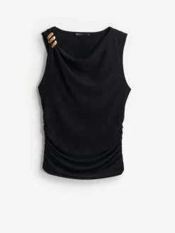 Blusen, Hemden></noscript>MOHITO Bluse mit Raffungen Schwarz