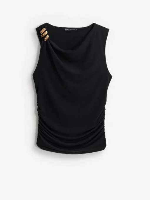 Blusen, Hemden>MOHITO Bluse mit Raffungen Schwarz