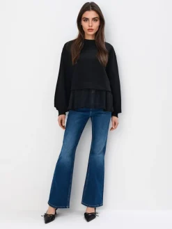 Sweatshirts>MOHITO Bluse mit Rüsche Schwarz