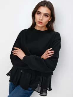 Sweatshirts></noscript>MOHITO Bluse mit Rüsche Schwarz