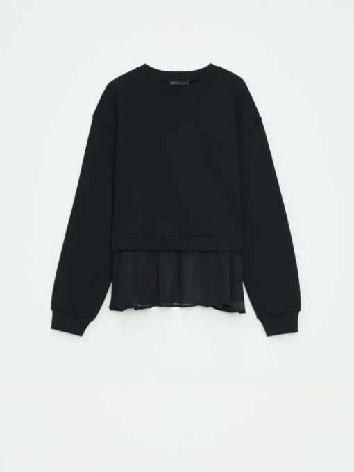 Sweatshirts>MOHITO Bluse mit Rüsche Schwarz