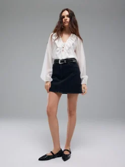 Blusen, Hemden></noscript>MOHITO Bluse mit Rüschen Creme