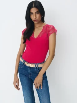 Blusen, Hemden>MOHITO Bluse mit Spitze Fuchsia