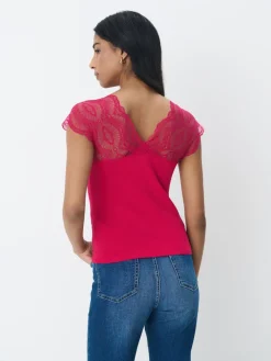 Blusen, Hemden></noscript>MOHITO Bluse mit Spitze Fuchsia