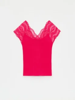 Blusen, Hemden></noscript>MOHITO Bluse mit Spitze Fuchsia