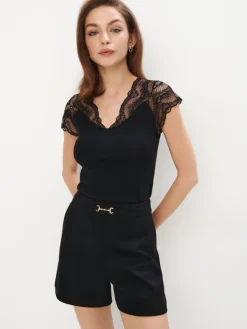 Blusen, Hemden>MOHITO Bluse mit Spitze Schwarz