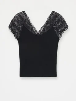 Blusen, Hemden></noscript>MOHITO Bluse mit Spitze Schwarz