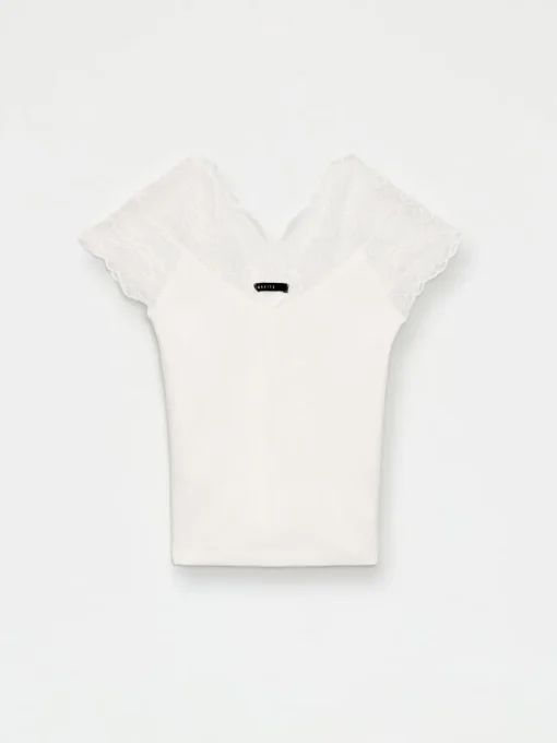 Blusen, Hemden>MOHITO Bluse mit Spitze Weiu00df