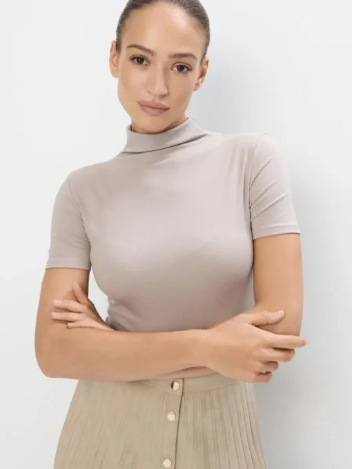 Blusen, Hemden>MOHITO Bluse mit Stehkragen Beige