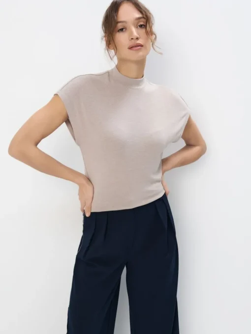 Blusen, Hemden>MOHITO Bluse mit Stehkragen Beige