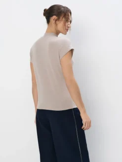 Blusen, Hemden></noscript>MOHITO Bluse mit Stehkragen Beige