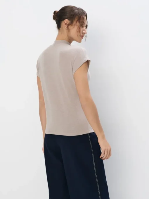 Blusen, Hemden>MOHITO Bluse mit Stehkragen Beige