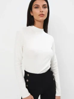 T-shirts, Tops|Blusen, Hemden>MOHITO Bluse mit Stehkragen Creme