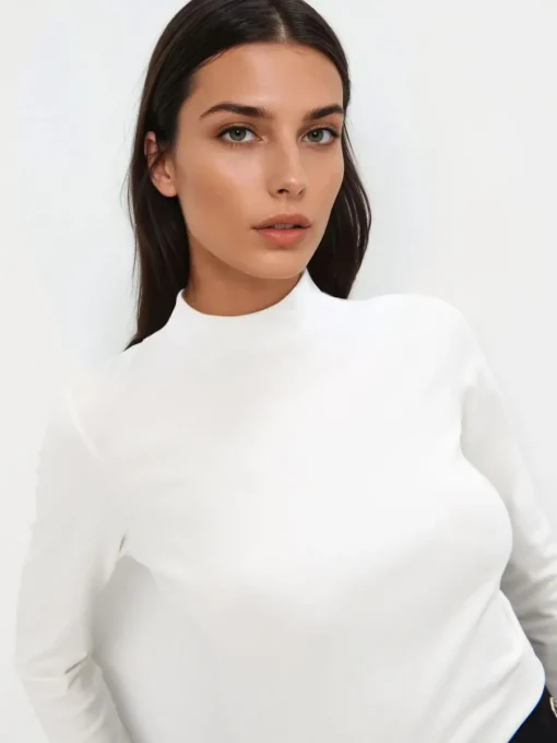 T-shirts, Tops|Blusen, Hemden>MOHITO Bluse mit Stehkragen Creme