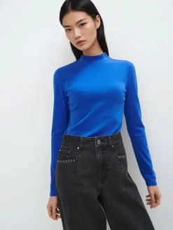 T-shirts, Tops|Blusen, Hemden>MOHITO Bluse mit Stehkragen Blau