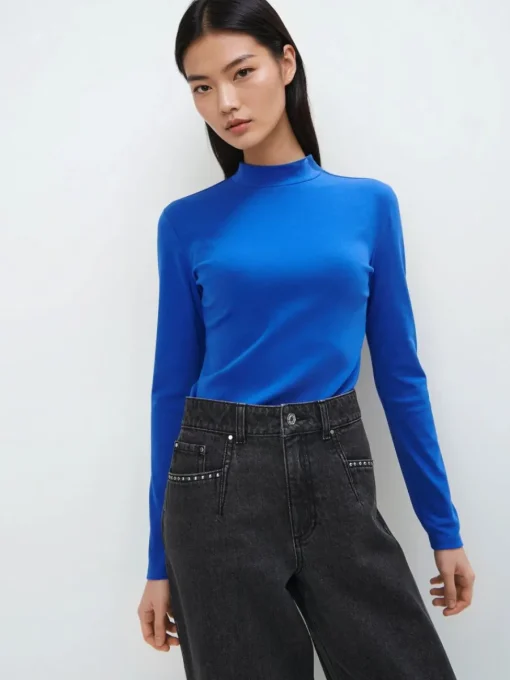 T-shirts, Tops|Blusen, Hemden>MOHITO Bluse mit Stehkragen Blau