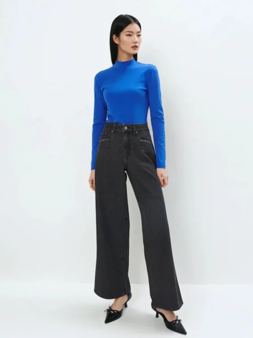T-shirts, Tops|Blusen, Hemden>MOHITO Bluse mit Stehkragen Blau