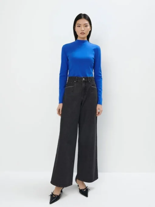 T-shirts, Tops|Blusen, Hemden>MOHITO Bluse mit Stehkragen Blau